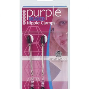 Adjustable tweezer nipple clamps w/purple beads