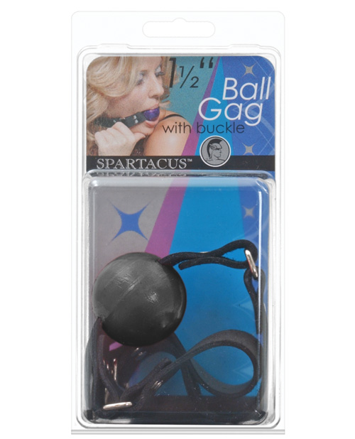 1.5" ball gag w/buckle - black