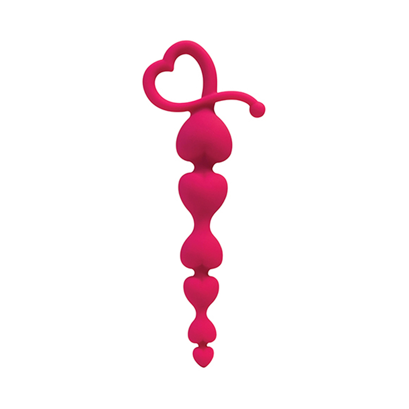 Gossip Hearts on a String Silicone Anal Beads (Magenta)