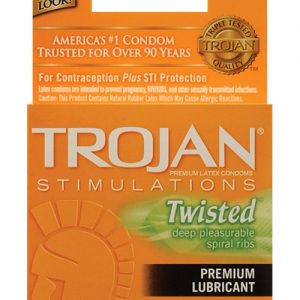 Trojan twisted pleasure condoms - box of 3