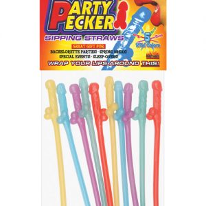 Party Pecker Straws - Asst. Colors Pack of 10
