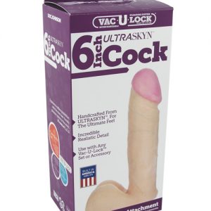 Vac-u-lock 6" cock & balls ur3 attachment - natural