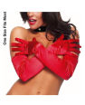 Satin lycra opera gloves - red