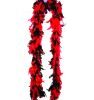 72" light weight feather boa - red & black w/gold tinsel