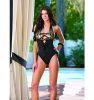 Aqua fully lined one piece swimsuit black-sm