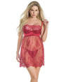 Lightly Padded Demi Cup & Fine Lace Skirt Babydoll & Adjustable