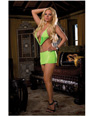 Microfiber halter cut out dress w/silver ring & thong (blk lght)