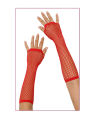 Long fishnet gloves - red