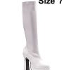 Ellie shoes chacha knee high boot w/1.5" platform white seven