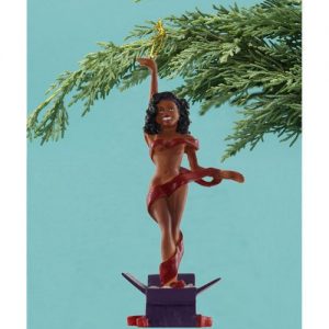 Gift wrapped african american woman ornament