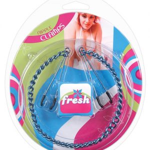 Fresh nipple clamps w/chain - blue