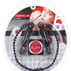 Heart 2 heart nipple play clamps w/chain - black