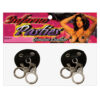 Leather pasties - round w/rivets & handcuffs