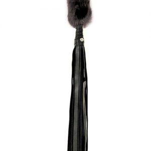 18" mink handle kitty cat whip - black