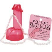 Willie Shot Glass W/Pearl Necklace
