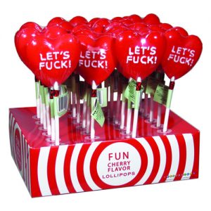 Let's fuck! heart shaped jumbo lollipop - display of 24