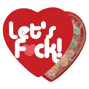 Let's fuck! candy in a heart box