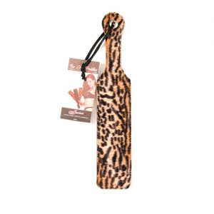 Leather paddle w/cheetah fur