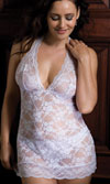 HALTER LACE CHEMISE - WHITE - QUEEN