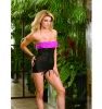 Ruffled smocked dress w/adjustable front & back & thong black o/