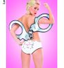 Naughty pet sport panty handcuffs white large (pasties not inclu